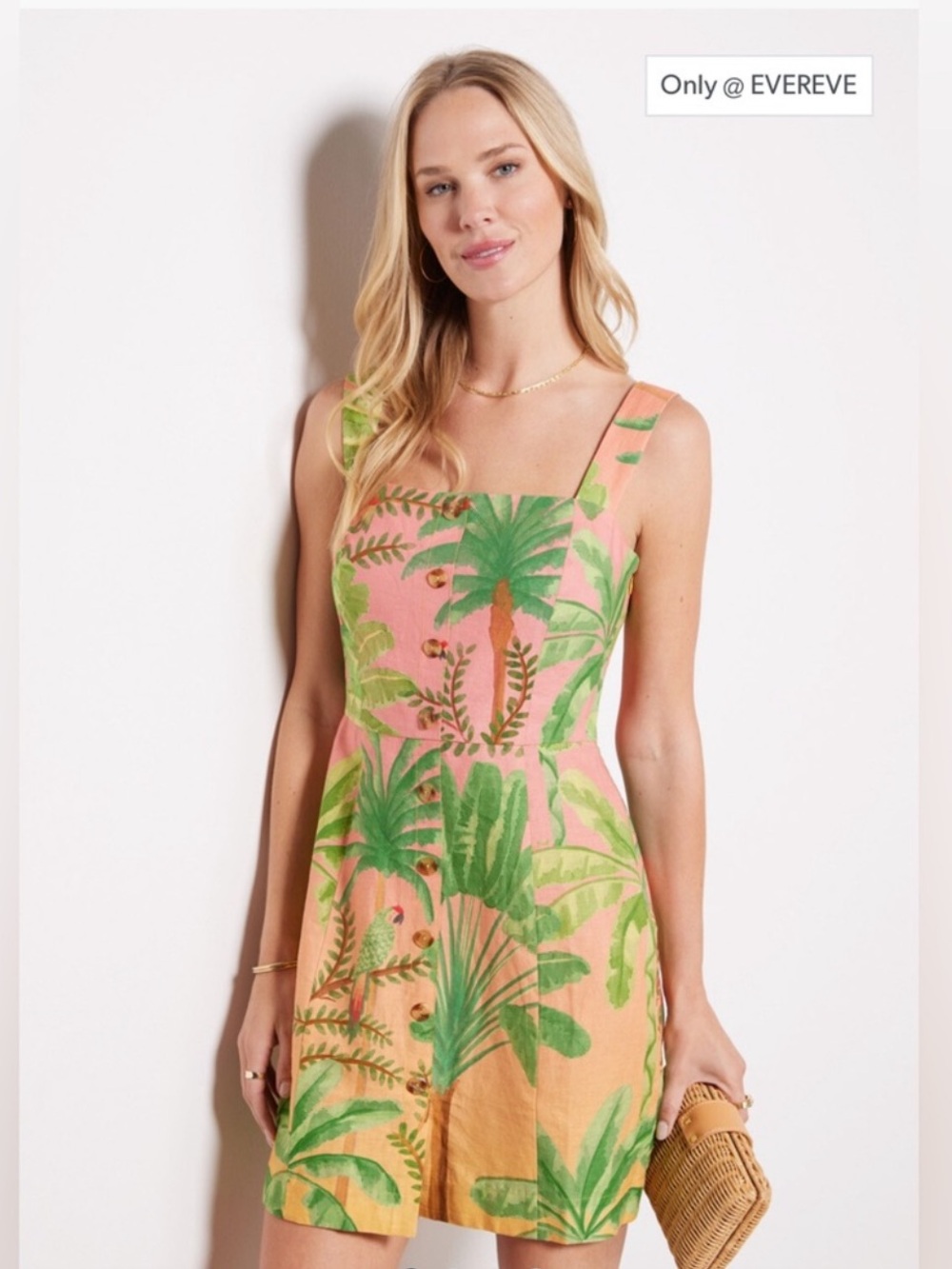 FARM Rio Sunrise Tropical Palm Print Mini Dress